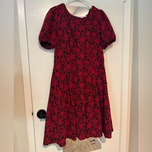 Unique Vintage Red and Black Floral Dress